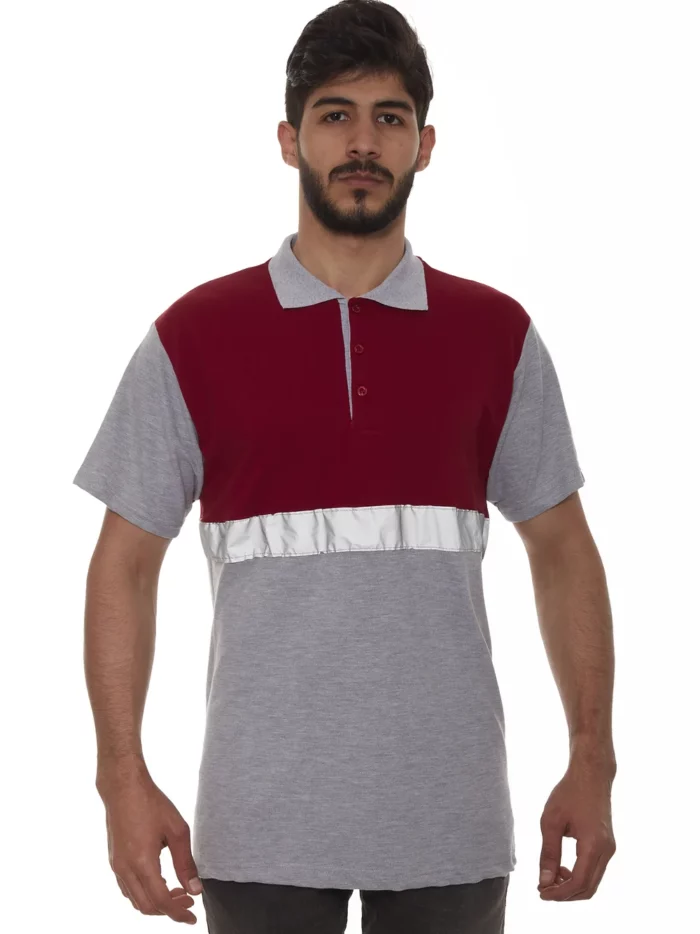 polo-yaka-t-shirt-kırmızı-gri